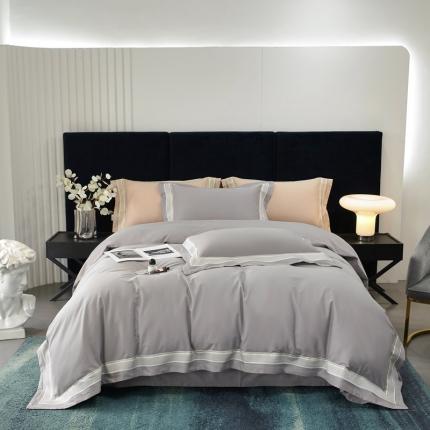 91家纺网 家纺一手货源 找家纺 （总）时亿 2024新纯色140支长绒棉磨毛四件套中高端套件