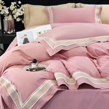 时亿 2022新140支长绒棉磨毛四件套中高端套件 芙拉-沁粉