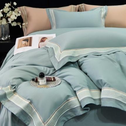 时亿 2022新140支长绒棉磨毛四件套中高端套件 芙拉-雅绿