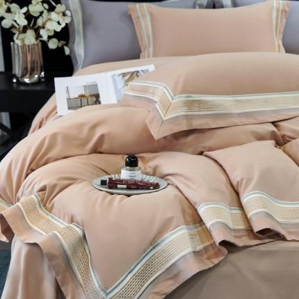 时亿 2022新140支长绒棉磨毛四件套中高端套件 芙拉-玉驼