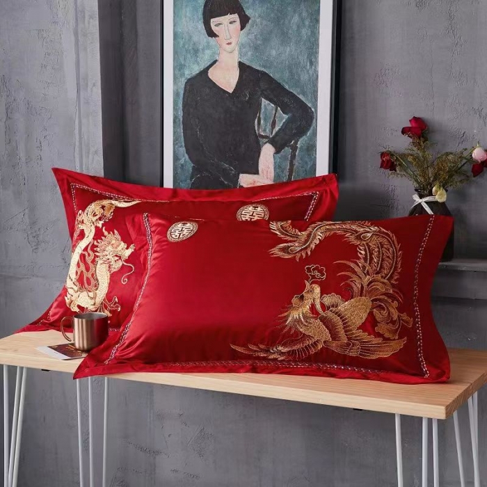 91家纺网 家纺一手货源 找家纺 （总）丰淘2022新款全棉绣花婚庆枕套