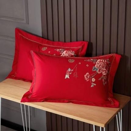 丰淘2022新款全棉绣花婚庆枕套 花前月下