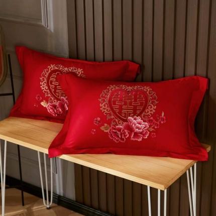 丰淘2022新款全棉绣花婚庆枕套 双喜临门