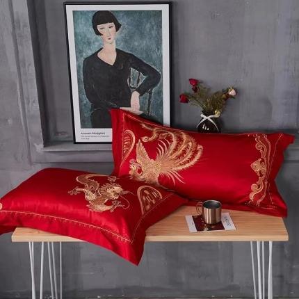 丰淘2022新款全棉绣花婚庆枕套 金龙金凤