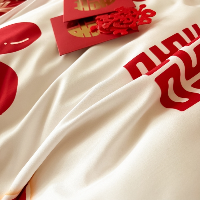 91家纺网 家纺一手货源 找家纺 (总) 老K（美阁） 2022新款小香风时尚婚庆印花四件套