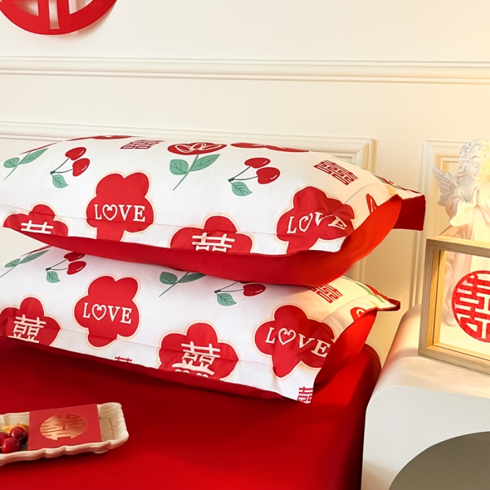 91家纺网 家纺一手货源 找家纺 (总) 老K（美阁） 2022新款小香风时尚婚庆印花四件套