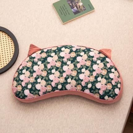 明星枕业2022新款全棉水洗棉猫耳朵荞枕全荞麦壳护颈枕 真爱玫瑰