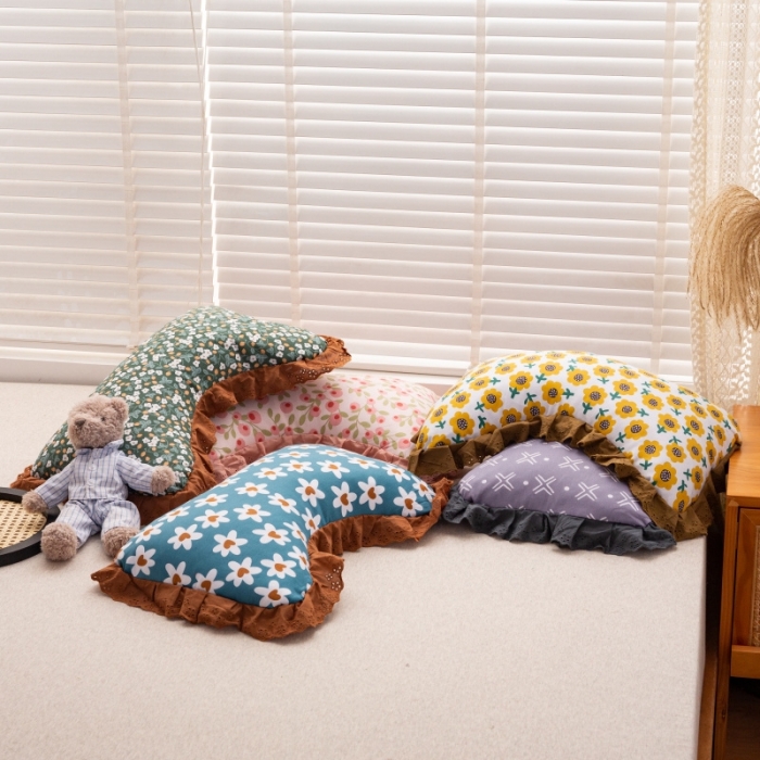 91家纺网 家纺一手货源 找家纺 （总）明星枕业2022新款全棉水洗棉韩版花边荞麦枕全荞枕头芯