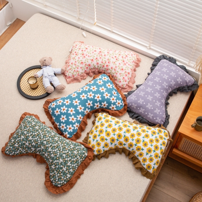 91家纺网 家纺一手货源 找家纺 （总）明星枕业2022新款全棉水洗棉韩版花边荞麦枕全荞枕头芯