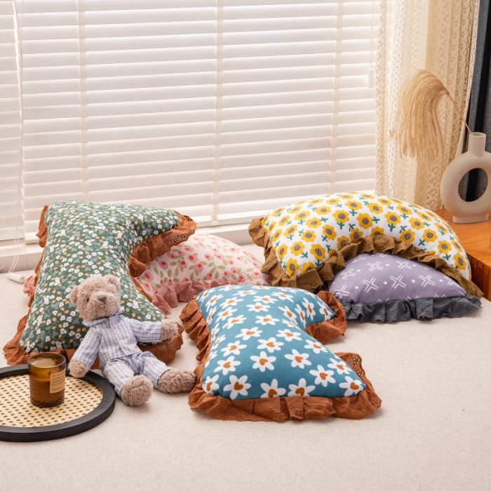 91家纺网 家纺一手货源 找家纺 （总）明星枕业2022新款全棉水洗棉韩版花边荞麦枕全荞枕头芯