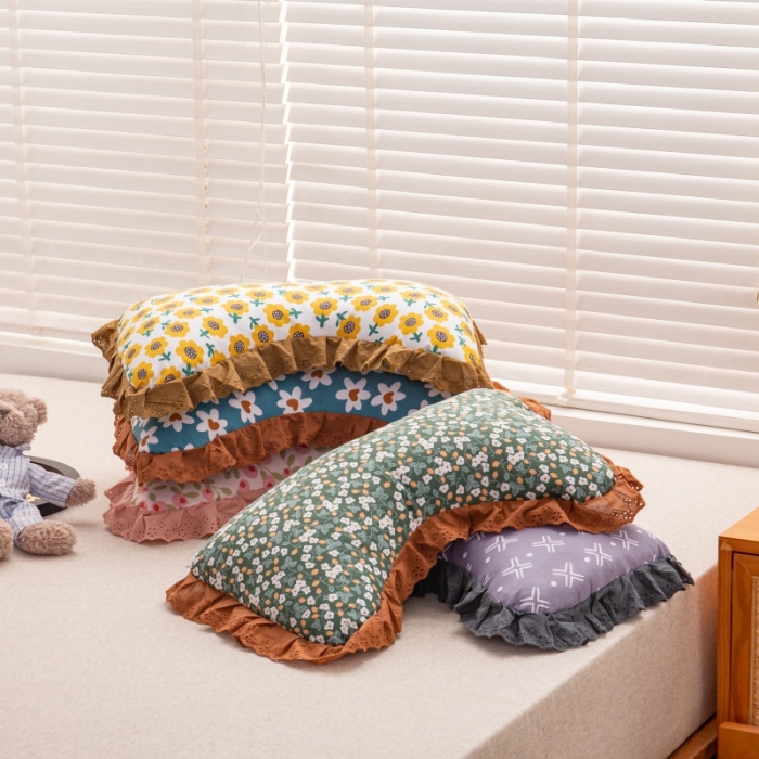 91家纺网 家纺一手货源 找家纺 （总）明星枕业2022新款全棉水洗棉韩版花边荞麦枕全荞枕头芯