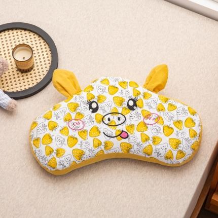 明星枕业2022新款卡通全棉水洗棉刺绣荞麦枕头全荞麦壳枕芯 呆萌猪黄