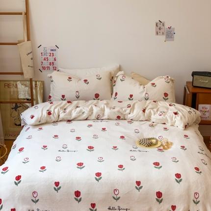 91家纺网 家纺一手货源 找家纺 （总）时年 2022新款全消光牛奶绒印花四件套