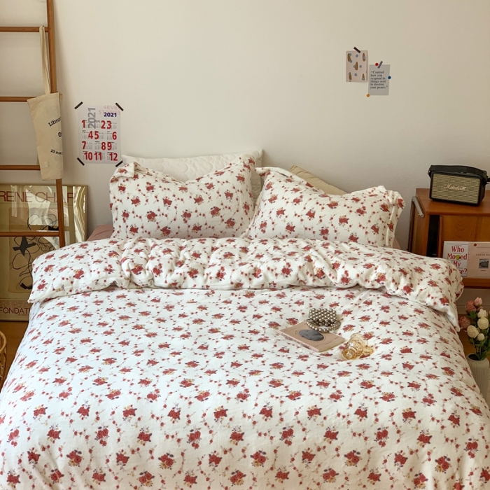 91家纺网 家纺一手货源 找家纺 时年 2022新款全消光牛奶绒印花四件套 漫漫花园