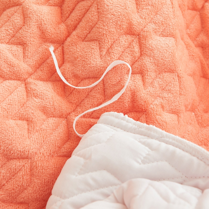 91家纺网 家纺一手货源 找家纺 情恒家纺 2025新款全夹棉床笠四件套 千鸟格缘 橙玉