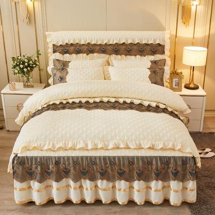 91家纺网 家纺一手货源 找家纺 （总）情恒家纺 2025新款全夹棉床裙款四件套