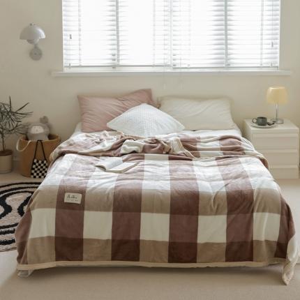 91家纺网 家纺一手货源 找家纺 寐眠 2022秋冬保暖加厚牛奶绒毛毯 咖大格