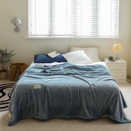 寐眠 2022秋冬保暖加厚牛奶绒毛毯 雾蓝纯色