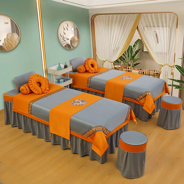 91家纺网 家纺一手货源 找家纺 不打烊家纺2022新款欧洲尼美容床罩系列套件—盛夏光年-灰色