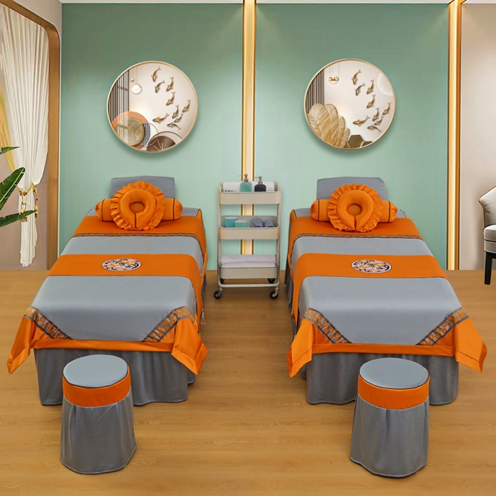 91家纺网 家纺一手货源 找家纺 不打烊家纺2022新款欧洲尼美容床罩系列套件—盛夏光年-灰色