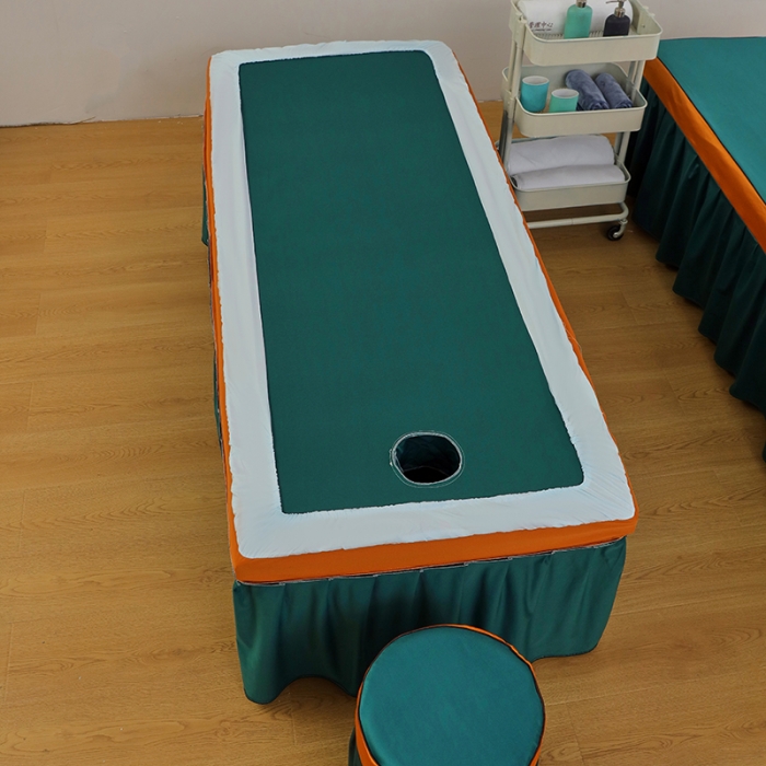 91家纺网 家纺一手货源 找家纺 不打烊家纺2022新款欧洲尼美容床罩系列套件—盛夏光年孔雀蓝