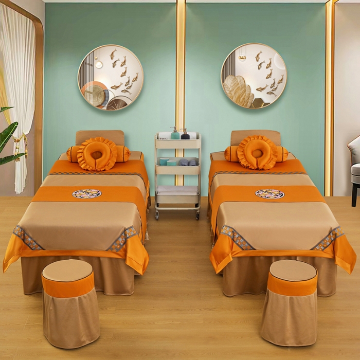 91家纺网 家纺一手货源 找家纺 不打烊家纺2022新款欧洲尼美容床罩系列套件—盛夏光年-驼色