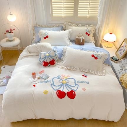 91家纺网 家纺一手货源 找家纺 （总）眠屿 2022新款毛巾绣牛奶绒四件套