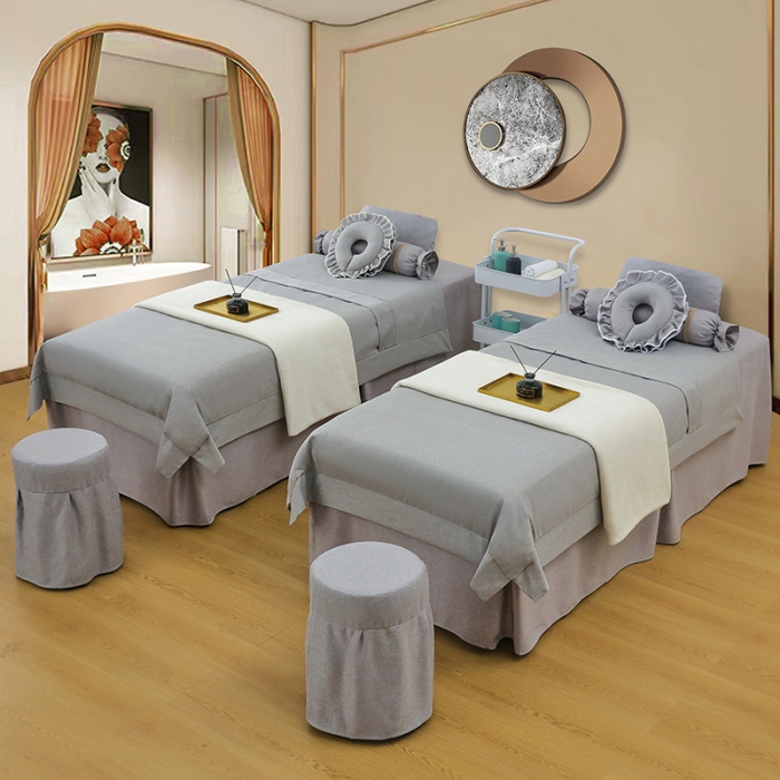 91家纺网 家纺一手货源 找家纺 不打烊家纺 2022新款美容床罩系列套件—宽边款 宽边款-灰色