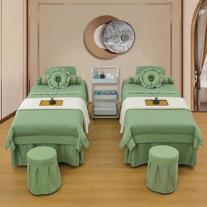 91家纺网 家纺一手货源 找家纺 不打烊家纺 2022新款美容床罩系列套件—宽边款 宽边款-绿色