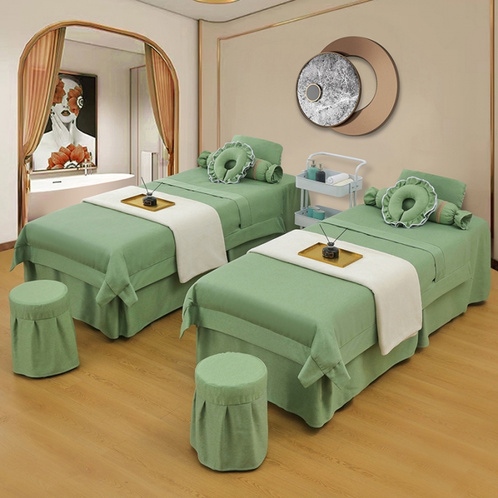 91家纺网 家纺一手货源 找家纺 不打烊家纺 2022新款美容床罩系列套件—宽边款 宽边款-绿色