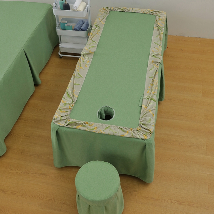 91家纺网 家纺一手货源 找家纺 不打烊家纺 2022新款美容床罩系列套件—宽边款 宽边款-绿色