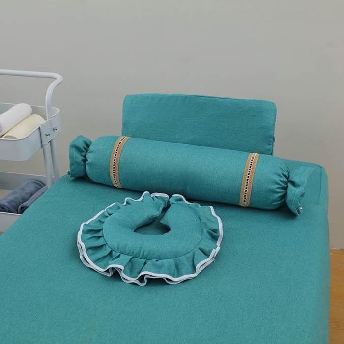 91家纺网 家纺一手货源 找家纺 不打烊家纺2022新款美容床罩系列套件—风华绝代 湖蓝