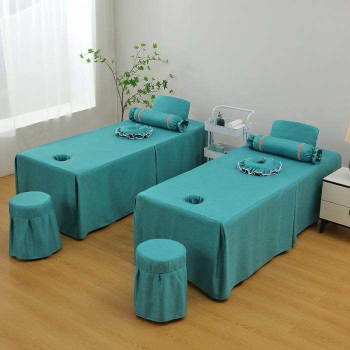 91家纺网 家纺一手货源 找家纺 不打烊家纺2022新款美容床罩系列套件—风华绝代 湖蓝