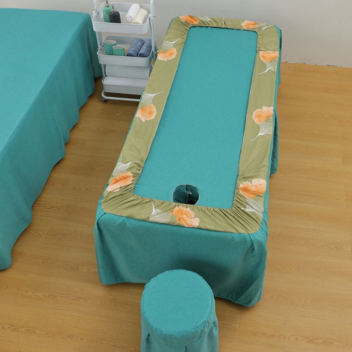 91家纺网 家纺一手货源 找家纺 不打烊家纺2022新款美容床罩系列套件—风华绝代 湖蓝