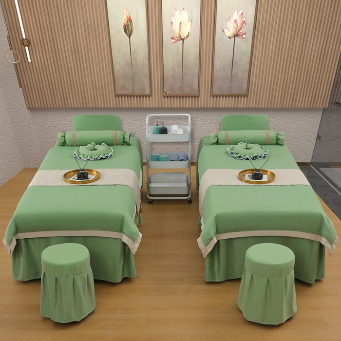 91家纺网 家纺一手货源 找家纺 不打烊家纺 2022新款美容床罩系列套件—风华绝代 绿色