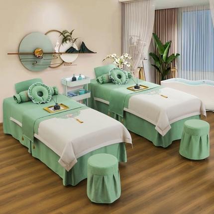 91家纺网 家纺一手货源 找家纺 不打烊家纺 2022新款美容床罩系列套件—锦绣中华 绿色