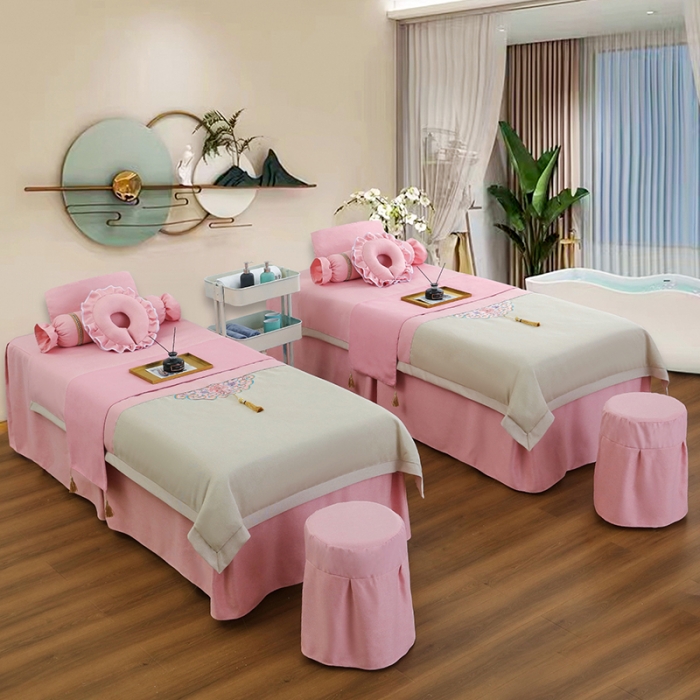 91家纺网 家纺一手货源 找家纺 不打烊家纺 2022新款美容床罩系列套件—锦绣中华 粉色