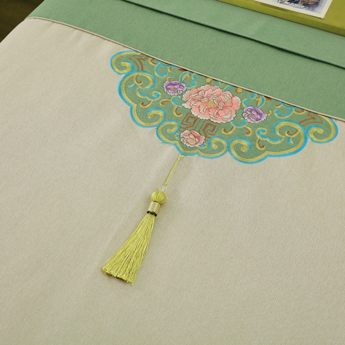 91家纺网 家纺一手货源 找家纺 不打烊家纺 2022新款美容床罩系列套件—锦绣中华 绿色