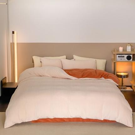 91家纺网 家纺一手货源 找家纺 玉宇阁 2022新款日暮高克重牛奶绒提花四件套 罗勒柑橘