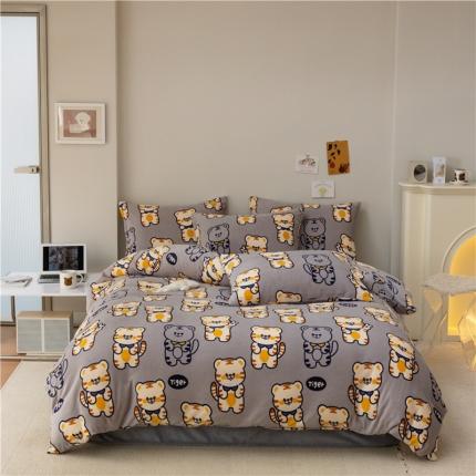 91家纺网 家纺一手货源 找家纺 （总）棉眠 2022新款卡通牛奶绒四件套