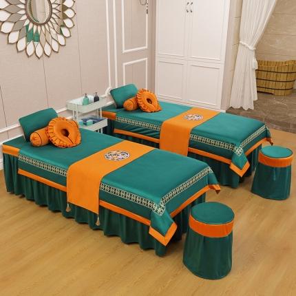 91家纺网 家纺一手货源 找家纺 (总)不打烊家纺 2025新款欧洲尼美容床罩系列套件—墨绿款