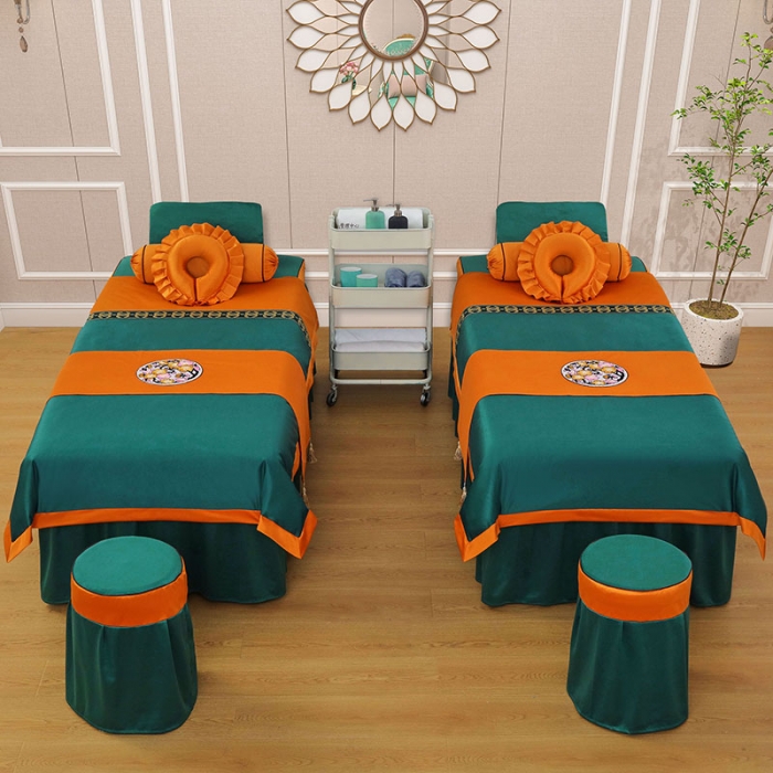 91家纺网 家纺一手货源 找家纺 (总)不打烊家纺 2025新款欧洲尼美容床罩系列套件—墨绿款