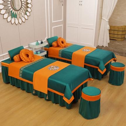 (总)不打烊家纺 2022新款欧洲尼美容床罩系列套件—墨绿款