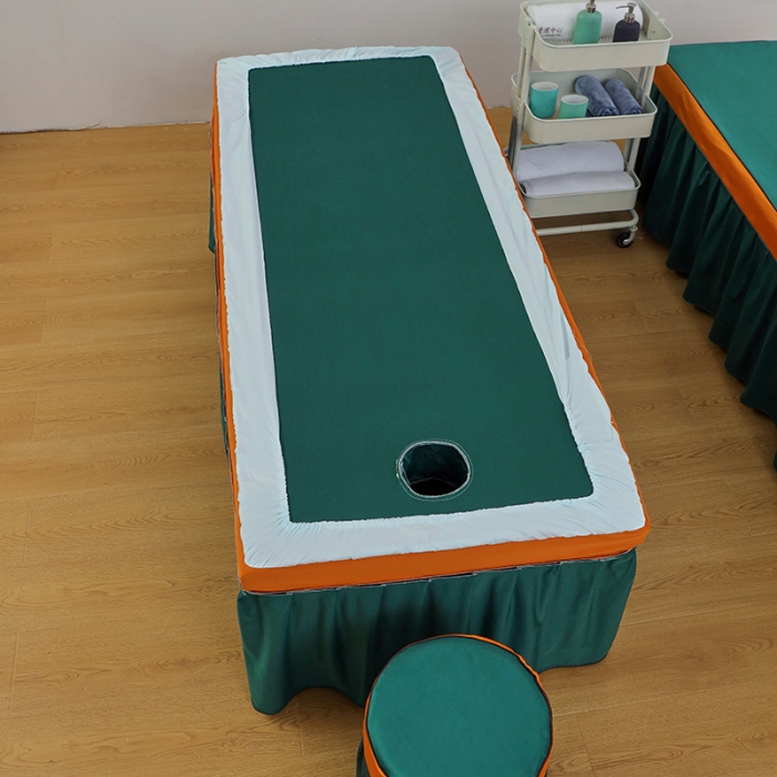 91家纺网 家纺一手货源 找家纺 不打烊家纺 2025新款欧洲尼美容床罩系列套件—墨绿款 巴黎之恋孔雀蓝