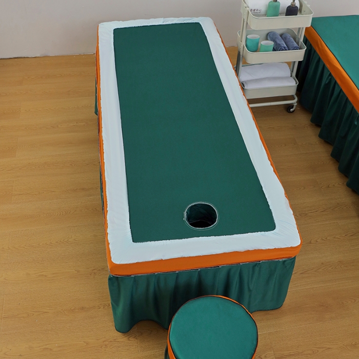 91家纺网 家纺一手货源 找家纺 不打烊家纺 2025新款欧洲尼美容床罩系列套件—墨绿款 洛丽塔孔雀蓝