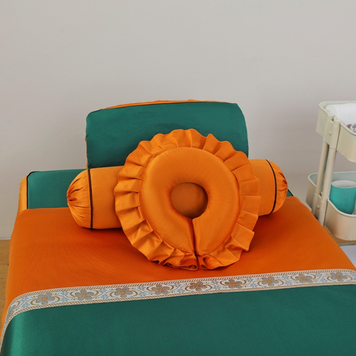 91家纺网 家纺一手货源 找家纺 不打烊家纺 2025新款欧洲尼美容床罩系列套件—墨绿款 洛丽塔孔雀蓝