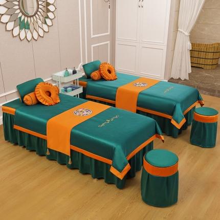 不打烊家纺 2025新款欧洲尼美容床罩系列套件—墨绿款 清秀佳人孔雀蓝