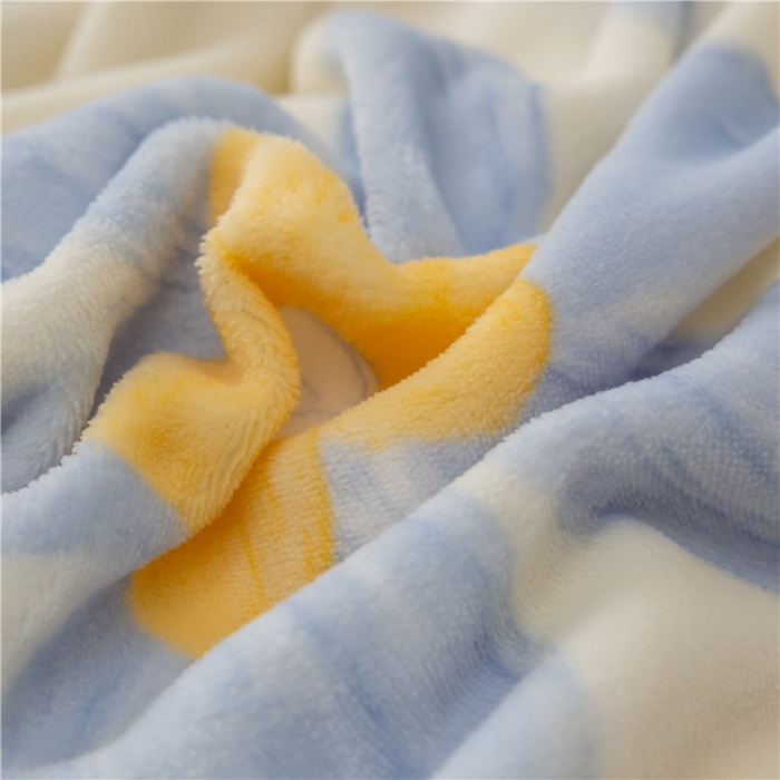 91家纺网 家纺一手货源 找家纺 棉眠 2022新款卡通牛奶绒四件套 幸运花-蓝