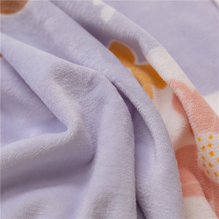 91家纺网 家纺一手货源 找家纺 棉眠 2022新款卡通牛奶绒四件套 熊朵儿-紫