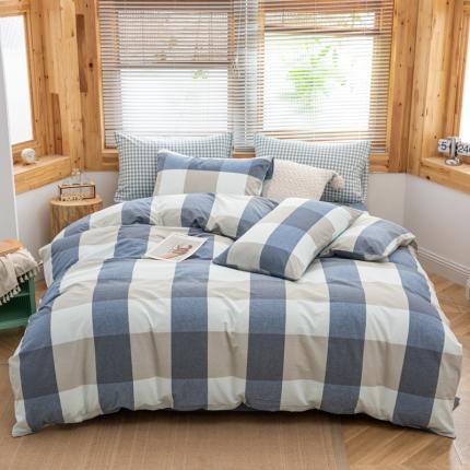 91家纺网 家纺一手货源 找家纺 (总) 柠萌家居 2022新款全棉色织水洗棉无印风四件套